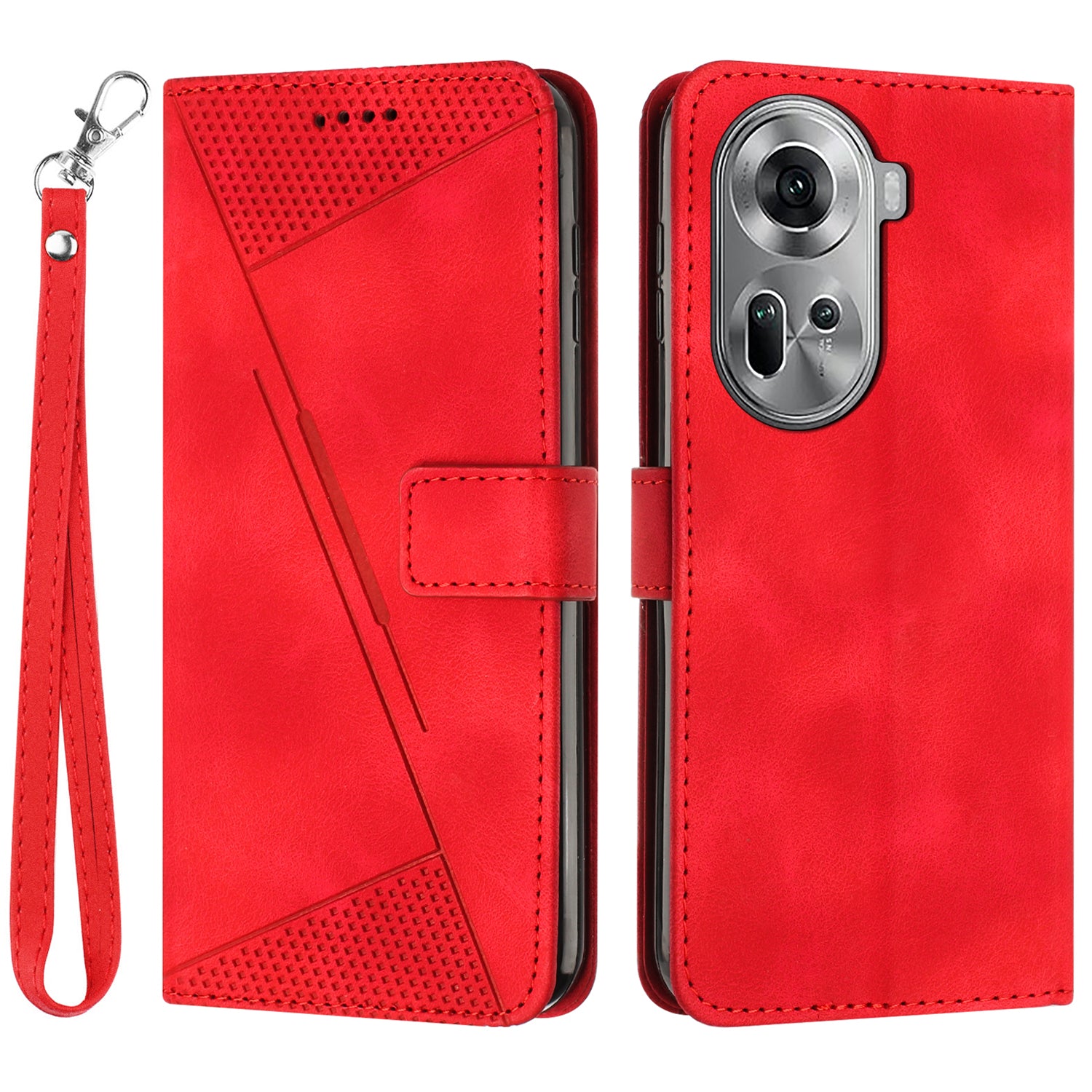 For Oppo Reno11 5G (Global) Wallet Phone Case Triangle Imprinted Leather Flip Cover For Oppo Reno11 5G (Global) Wallet Phone Case Triangle Imprinted Leather Flip Cover